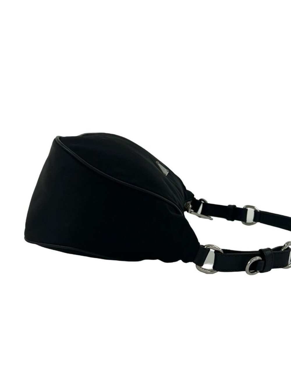 ★SOLD★ Prada Triangle Logo Nylon Leather Shoulder Bag Semi Black - Picture 6 of 10